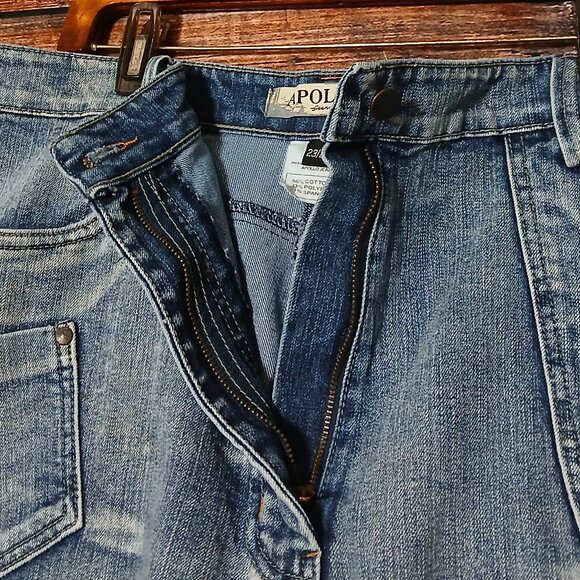 Apollo Jeans Plus Size 23 24 Flare Leg High Rise Denim Stretch Zipper Accents - Picture 6 of 8